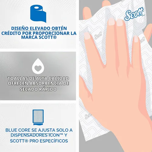 Vista 7 de Scott Professional toallas de papel en rollo de alta capacidad, a granel (25702), de fibra dura, diseño elevado, bolsillos de absorción