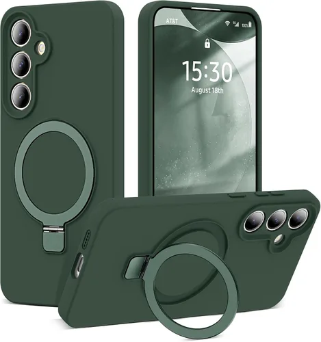 Vista 13 de SKYLMW - Funda para Samsung Galaxy S23 con soporte, 6.1 pulgadas, color negro Soporte de anillo magnético, compatible con Mag-Safe, funda