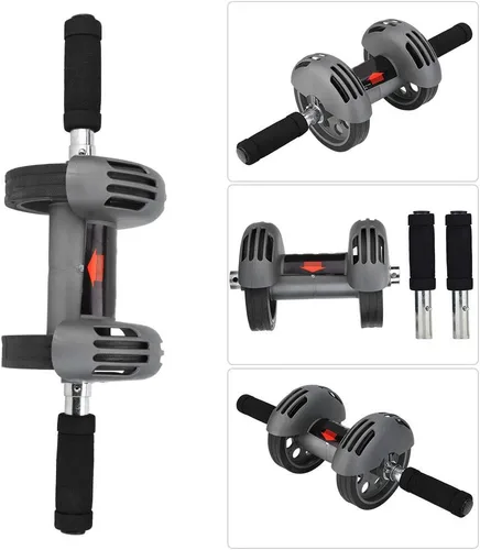 Vista 8 de Rueda de rodillo abdominal, rueda abdominal, entrenamiento de doble rodillo abdominal, rodillo de ejercicio abdominal premium con ruedas dobles