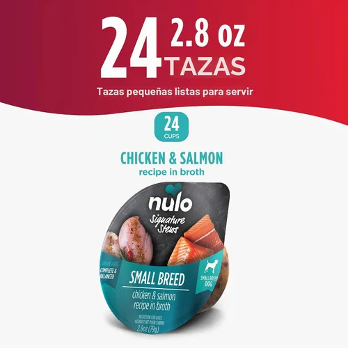 Vista 6 de Nulo Small Breed Dog Signature Stew - Pollo y salmón en caldo, taza de 24 x 2.8 onzas