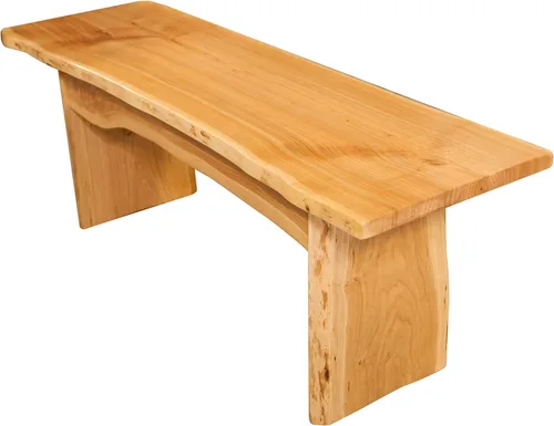 Vista 15 de Rustic Red Door Co. Banco de madera con borde vivo para mesa de comedor, entrada, dormitorio, acento de sala de estar, losa de madera maciza