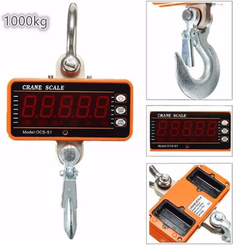 Vista 2 de iDili 2,204.6 lbs 2000LBS 1T Báscula digital de aluminio para grúa pesada Escala colgante compacta OCS-S1 Pantalla LED de tipo inteligente 1.1 lbs