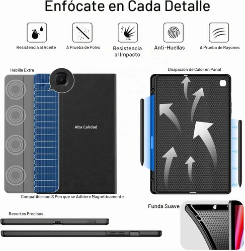 Vista 7 de JUQITECH Funda con teclado retroiluminado para Samsung Galaxy Tab S6 Lite de 10.4 pulgadas 2022/2020, Galaxy Tab S6 Lite SM-P610/P613/P615/P619