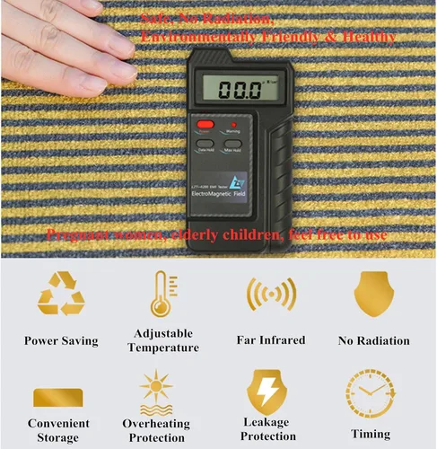 Vista 5 de Tapete calefactable, alfombra de calefacción eléctrica, calentador de pies debajo del escritorio, calentador de piso de temperatura ajustable