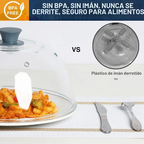 Vista 3 de Lopeztek Cubierta alta de vidrio contra salpicaduras para microondas, 0.9-2.2 pies cúbicos para microondas, protector de salpicaduras para platos