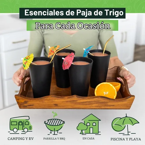 Vista 2 de Grow Forward Vasos de paja de trigo prémium – Vasos de plástico duro irrompibles sin BPA de 13 y 20 onzas – Vasos de plástico ligero reutilizables