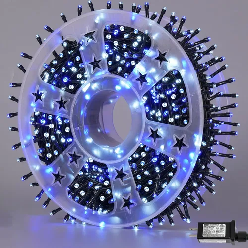 Vista 6 de YEGUO 500 luces LED de Navidad rosas de 165 pies, impermeables, para exteriores, cadena de luces de alambre verde para interiores, 8 modos de luces