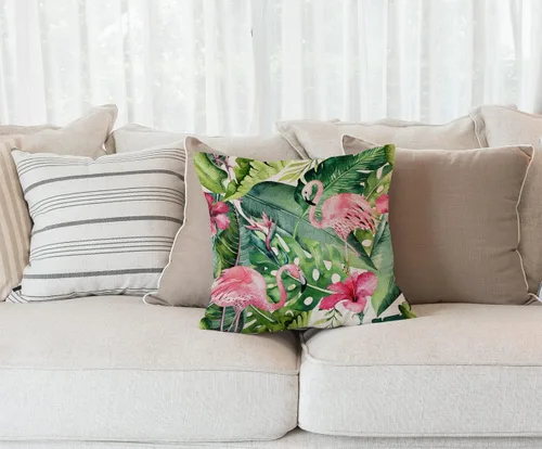 Vista 18 de Solekla Funda de almohada cuadrada de lino y algodón con flores blancas y negras, funda de cojín decorativa para sofá de 18 x 18 pulgadas Sl157