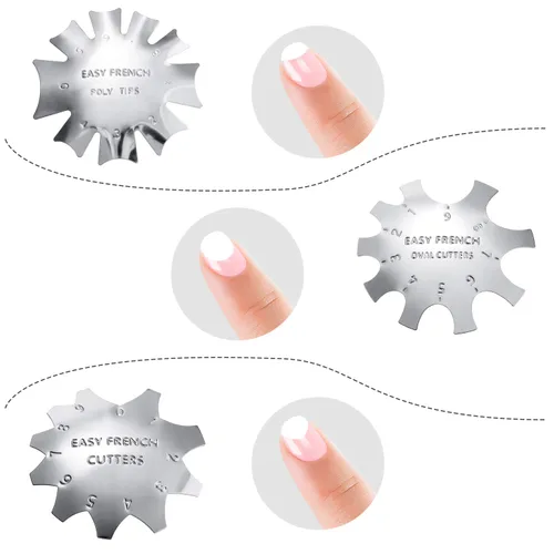 Vista 5 de Módulo de placa de corte de bordes de manicura de uñas, 6 piezas, herramienta de corte de gel de línea de sonrisa francesa fácil de acero