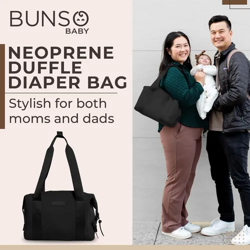 Vista 3 de BUNSO Baby Bolso pequeño para pañales - Bolso para pañales ligero de 12x7x8 pulgadas en neopreno con almohadilla para cambiar y bolsa, resistente al