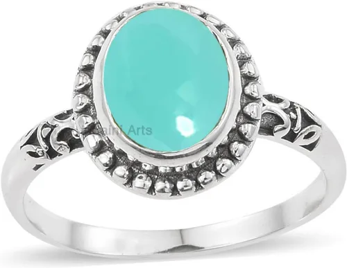 Vista 25 de Anillo de plata de ley 925 para mujer, anillo único de gema ovalada hecho a mano