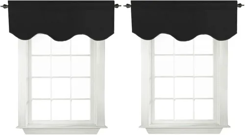 Vista 26 de Turquoize - Cenefa opaca para ventanas de cocina/baño/sala de estar/dormitorio con aislamiento térmico, cenefa festoneada con bolsillo para Aqua