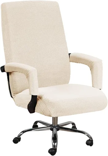 Vista 10 de Shukii Funda elástica para silla de oficina, funda elástica para silla de respaldo alto para computadora con 2 fundas para brazos, funda universal
