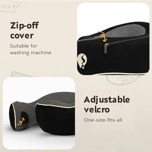 Vista 7 de Almohada cervical Airplane - Almohada de viaje - Espuma viscoelástica cómoda y ergonómica - Almohada de avión con soporte de cabeza y cuello de 360°