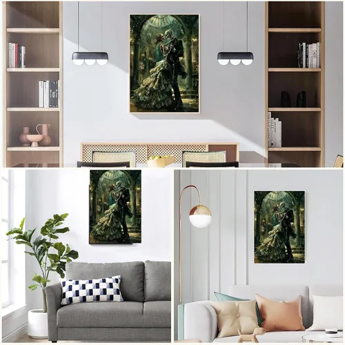 Vista 2 de LWZAYS Kits de Arte de Diamantes de Calavera para Adultos, Kits de Pintura de Diamantes de Esqueletos Enamorados Románticos para Adultos, Kits