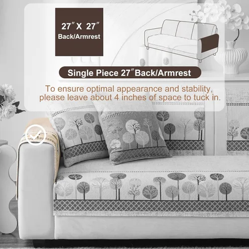 Vista 2 de Funda de felpilla bohemia y jacquard para sofá modular de 3 plazas, funda protectora antideslizante para sofá modular de 3 plazas, funda protectora
