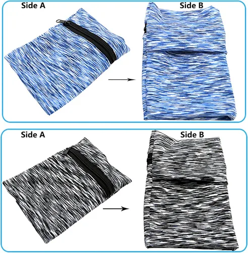 Vista 5 de 2 carteras de muñeca para deportes al aire libre, transpirable, absorbente, banda para el sudor con bolsillo con cremallera, mini bolsa de brazo