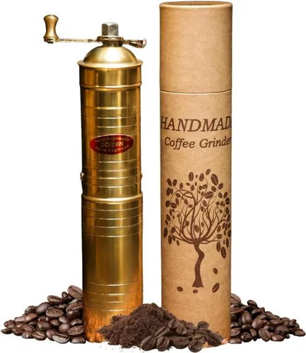 Vista 10 de Sozen - Molinillo de café manual de latón, molinillo de manivela ajustable para café turco, espresso y prensa francesa (6.4 pulgadas, latón clásico)
