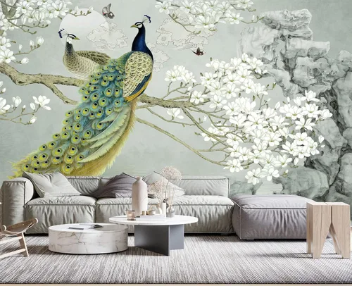 Vista 12 de Papel pintado 3D de flores doradas en relieve para dormitorio, 103 x 69 pulgadas