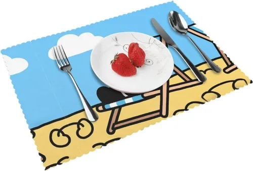Vista 11 de Rectangular Placemats Set of 4, Heat Resistant Aurora Printed Kitchen Dining Table Mats