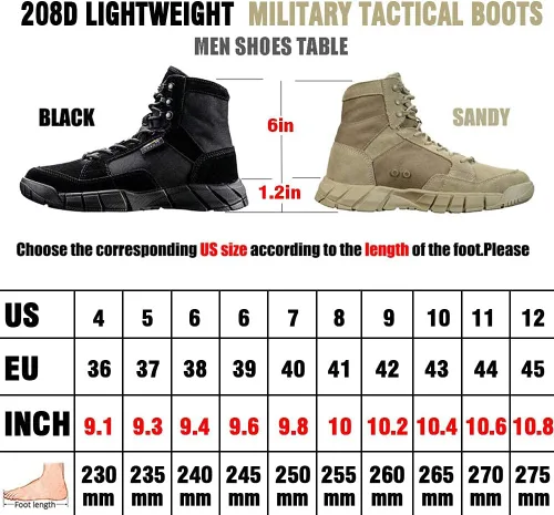 Vista 6 de ANTARCTICA - Botas tácticas militares ligeras de hombre para senderismo, botas de trabajo
