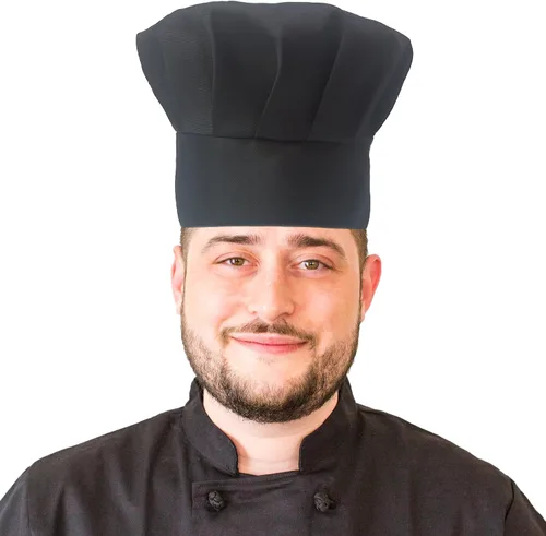 Vista 3 de Chef ObvioNegro Gorro De ChefVelcro ajustable FitAdulto (Negro)
