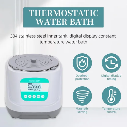 Vista 4 de Agitador magnético de baño de agua digital Calentador termostático Dispositivos de calefacción eléctrica Revestimiento de acero inoxidable 2.4L