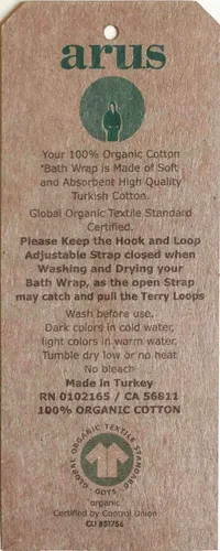 Vista 5 de Arus Bata de baño para mujer, certificado GOTS, orgánico, 100% algodón de rizo turco, bata de baño con cierre ajustable