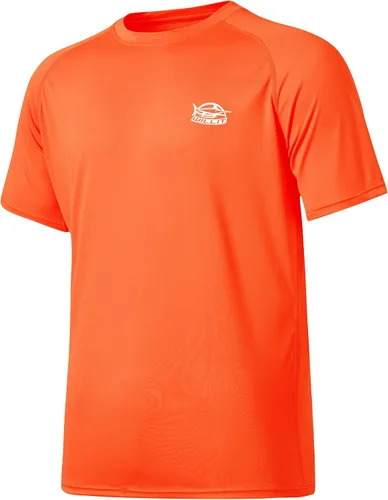 Vista 20 de Willit Camiseta de protección solar con capucha para hombre, manga corta, UPF 50+, FPS, secado rápido, resistente al agua Verde fluorescente