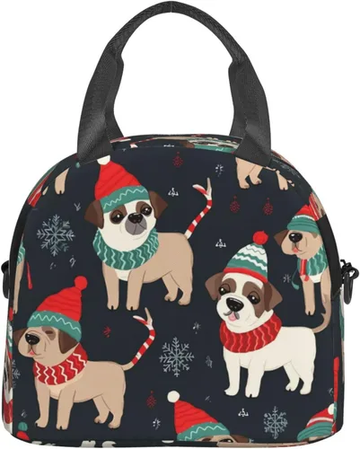 Vista 8 de Bolsa de almuerzo para perros con texto en inglés "Merry Christmas", bolsa de almuerzo impermeable para mujer