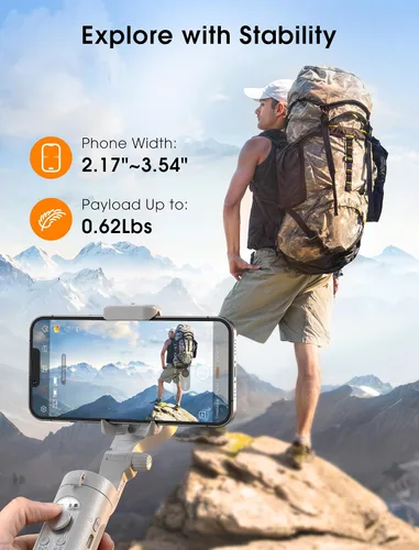 Vista 7 de hohem iSteady XE - Estabilizador de cardán para teléfono inteligente, cardán de teléfono de 3 ejes 2023, estabilizador plegable ultraligero