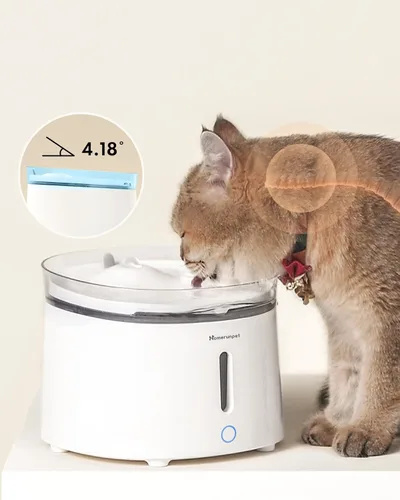 Vista 2 de HomeRunPet Fuente de agua silenciosa para gatos, 68 oz/2 L, bomba inalámbrica para fuente para mascotas, dispensador de agua para perros, modo