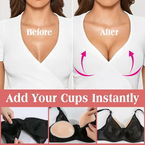 Vista 6 de Inserciones de sujetador de silicona Push Up Almohadillas de pecho Relleno de sujetador Potenciador de busto Escotación Almohadillas para realzar