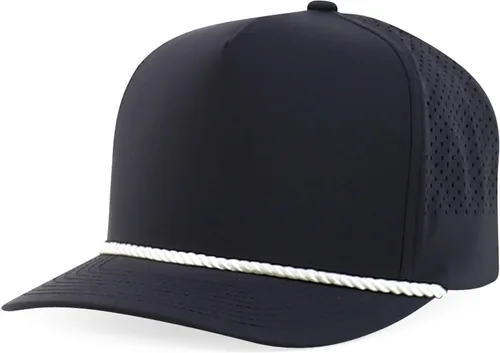 Vista 10 de Trendy Apparel Shop Tapa trasera de malla perforada híbrida de cuerda de perfil alto de 5 paneles Blanco Negro