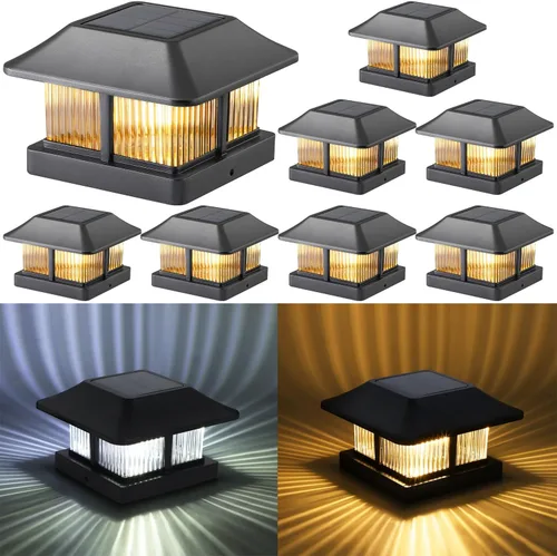 Vista 10 de Dynaming - Luces solares con tapa de llama para postes, luces solares para postes de cerca, linternas LED de llama parpadeante impermeables