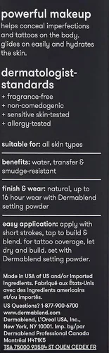 Vista 9 de Dermablend Quick-Fix - Base de maquillaje para cuerpo con cobertura total, corrector corporal resistente al agua para imperfecciones y tatuajes