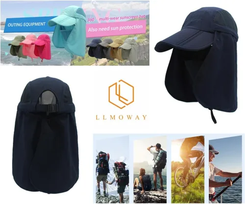 Vista 6 de Sombrero de sol transpirable de ala ancha UPF 50+ con solapa para el cuello, protección UV, gorra de secado rápido para verano, pesca al aire libre