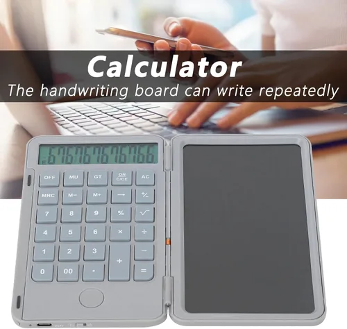Vista 3 de Calculadoras de oficina, contador recargable con tableta de escritura, calculadoras de escritorio de pantalla grande de 12 dígitos con bolígrafo