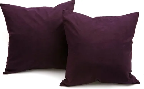 Vista 2 de Newpoint Microsuede - Almohadas rellenas de plumas y plumón de 16 x 16 pulgadas, color morado, paquete de 2