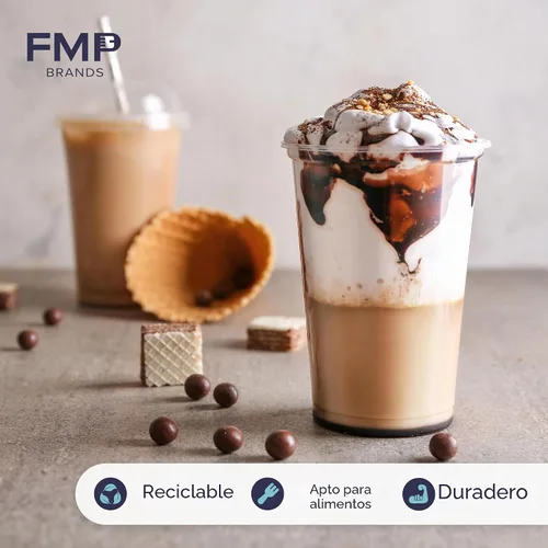 Vista 5 de Fit Meal Prep Paquete de 50 unidades de 12 oz Tazas de café desechables de plástico con tapas en forma de domo, tazas de café para llevar con tapas