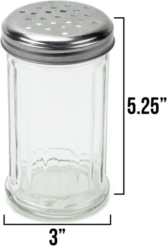 Vista 7 de 1 paquete de 12 onzas para especias y quesos Tarro de cristal, tapa de metal y agujeros extra grandes para parmesano y especias por Back of House