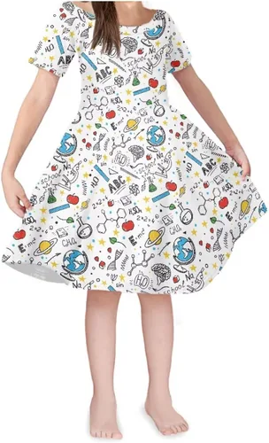 Vista 45 de SEANATIVE Vestido de manga corta para niñas de 3 a 14 años Black Bow Ghost