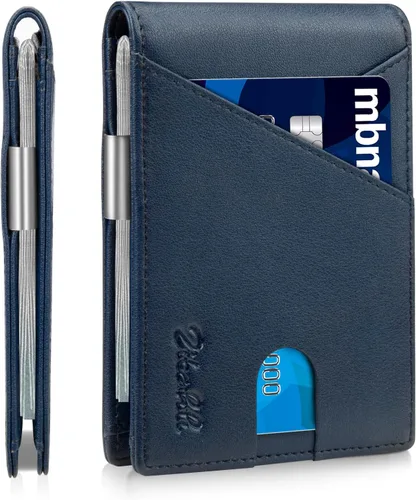 Vista 81 de Zitahli - Billeteras delgadas RFID para hombres, billetera de cuero flexible con clip de dinero, cartera minimalista con bolsillo frontal