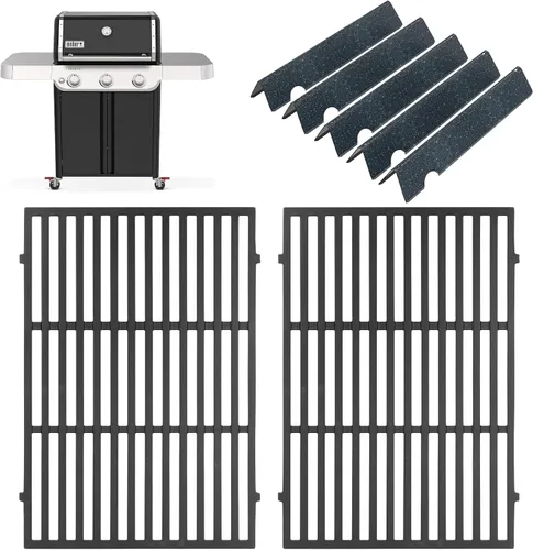 Vista 12 de SafBbcue Kit de piezas de repuesto para parrilla Weber Genesis serie 300, rejillas de parrilla de acero inoxidable 7524, barras aromatizantes 7620