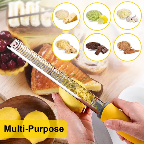 Vista 3 de Dulcicasa Rallador y rallador clásico – Zester de limón profesional de cocina para lima, queso, ajo, jengibre, chocolate, verduras, frutas