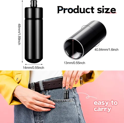 Vista 2 de Patelai 12 piezas de llavero portátil para pastillas, mini estuche de bolsillo para píldoras para hombres y mujeres, contenedores de geocache