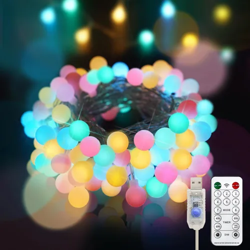 Vista 10 de suddus - Guirnalda de luces con forma de globo, 50 luces LED alimentadas por batería, para bandera, patio trasero, patio, jardín, fiesta
