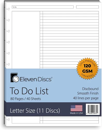 Vista 27 de Eleven Discs Papel Discbound, Hojas de Cuadrícula de Puntos Tamaño Junior - Repuestos Premium de 120gsm Peso Pesado para Cuaderno y Planificador - 8