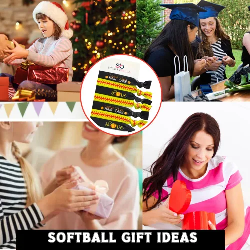 Vista 7 de Sportybella - Juego de bandas elásticas sin arrugas con diseño de corazón, accesorios elegantes para niñas, adolescentes y jugadores de sóftbol