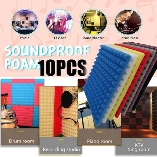 Vista 3 de VALINK Paneles acústicos, 10 unidades de espuma insonorizada de estudio de espuma acústica panel de tratamiento de absorción de sonido Blanco